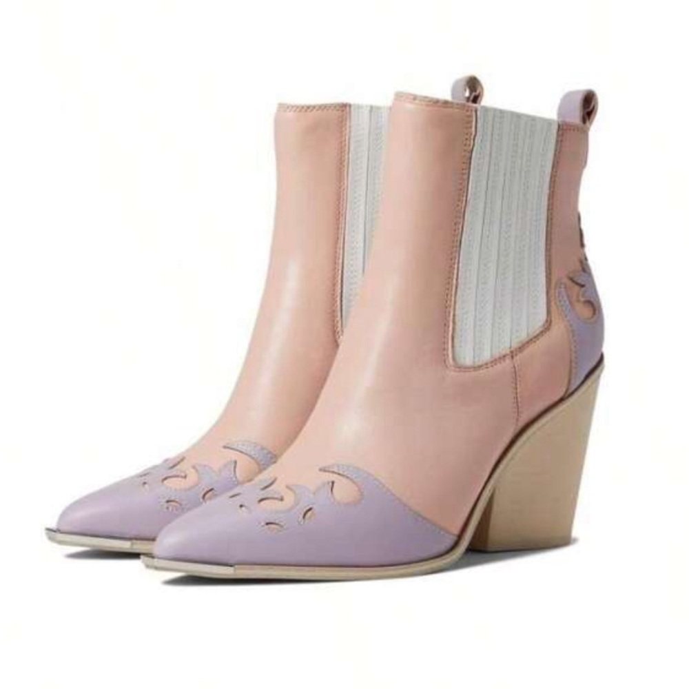 Steve Madden Pink and Lavender Western Block Heel Boots